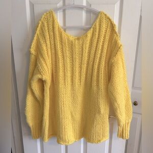 Free People Be There Yellow Open Knit Pullover Sweater.  Size: S.  NWT